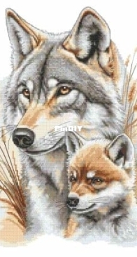 Coricamo W 11175 Wolves in the autumn grass