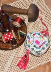My work - Biscornu I love cross stitching