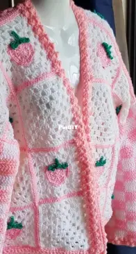 Another Strawberry Granny Square Cardigan