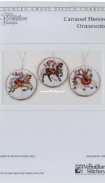 The Vermillion Stitchery 698 Carousel Horses Ornaments XSD
