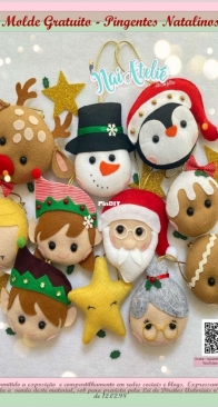 Nai Atelie - Arte em Feltro - Christmas Pendants - Pingentes Natalinos - Portuguese - Free