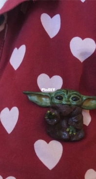 Полимерная глина, брошь-Малыш Йода / Polymer clay. Baby Yoda brooche.