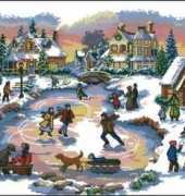 Dimensions 8641 Skaters Village Tree Skirt PCS