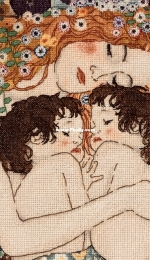 Gustav Klimt Motherhood cross stitch finished