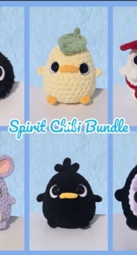 WooleyTunes Spirit Chibi crochet Pattern Bundle low sew 6 Characters