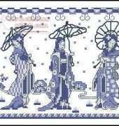 Oriental ladies in blue / Cross Stitcher Blue Japonesas