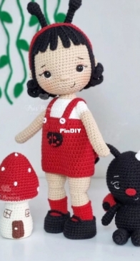 Ateliê Três Bonecas - Amigurumis by Patricia  - Patricia Esteves Rodrigues - My Garden Collection -  Mushroom and Ladybug - Coleção do Meu Jardim - Julia, Cogumelo e Joaninha  - Portuguese