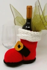 Hooked by Kati - Kati Brown - Ho Ho Merlot Bottle Boot - Free