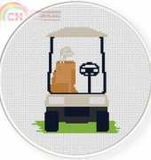 Daily Cross Stitch - Golfer and Golf Cart
