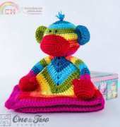 One and two company- Carolina Guzman- Rainbow Sock Monkey Security Blanket