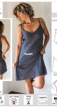 Designer Stitch - DS01019 - Raven Camisole, Chemise, Slip Dress - Sizes 1-12