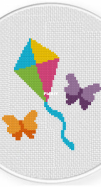 Daily Cross Stitch - Kite and Butterflies