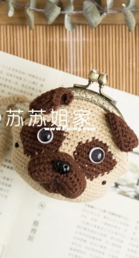 New Mommy Handmade DIY - Su Su Jie Jia - Susans Family - A843 - Cute Pet Metal Frame Kiss Lock Purse - Pug - Chinese - Free