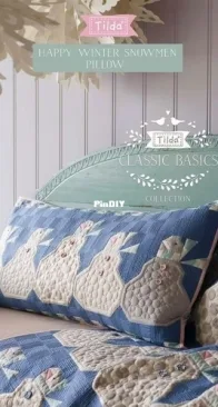 Tilda - Classic Basics - Happy Winter Snowmen Pillow -  Free