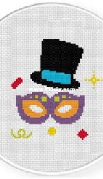 Daily Cross Stitch - New Year Mask And Hat