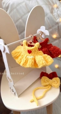 Teddy_knitted - Daria Kiseleva - Дарья Киселева - Dress and bow - Платье и бантик - English and Russian - Free