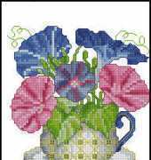 The Vermillion Stitchery 2011 Teacup Posies - Morning Glories - September XSD