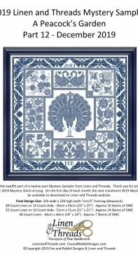 Linen and Threads Mystery Sampler SAL 2019 - A Peacocks Garden-Complete XSD/PCS