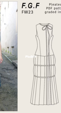 Fg Frohn - Fiona Frohn - Pleated Drop Waist Dress With Bow Sewing Pattern