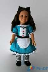 Always Pretty in Pink - Wanetta Cavanaugh - Blue and White 18 inches Doll Dress Set