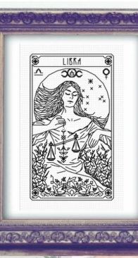 Circle Cross - Libra - Minchiate Francesi Tarot Blackwork Embroidery