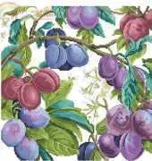 A Passion for Plums Pillow by Donna Vermillion Giampa from Just Cross Stitch February 2002 XSD