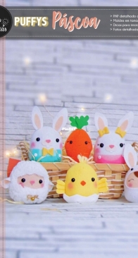 Feltro em Duas - Ane Sousa e Dani Schick  -  N.62 - Easter Puffys  - Puffys Pascoa - Portuguese