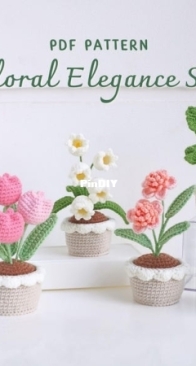 Crochet By BT - Sophie Rae - Floral Elegance Pot: Blooming Daisy Pot and Flowers Pot and Sunflower Pot, Lily of the Valley Pot, Monstera Pot, Tulip Pot