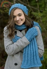 Just One Row Scarf and Mitts by Susie Bonell -Free