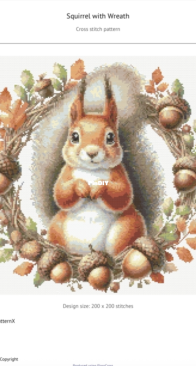 XStitchPatternX - Squirrel With Wreath by Katerina Ayupova xsd