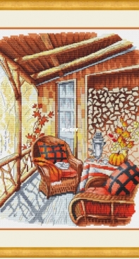 Petit Point - Autumn Came To Tea by Elena Tiunova