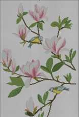 magnolia and birds wall hanging from Floral Charted Designs by Jana Hauschild