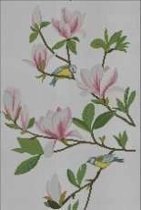 magnolia and birds wall hanging from Floral Charted Designs by Jana Hauschild