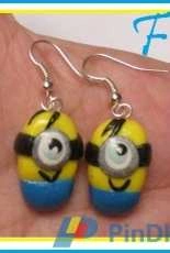 Minion polymer clay earing