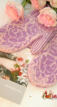 February Roses  Mittens by Olga Beckmann-Free