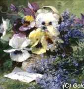 Golden Kite GK 2156 Pansies and Forget-me-not Giclee (Large)