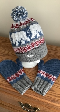 Snowy Polar Bear Hat and Mitten Set by Carola Baker-Free