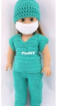 Adoring Doll Clothes - Pamela Barton - Doctor Scrubs for 18in Doll