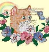 Dimensions 6593 Kitten in Pansies XSD