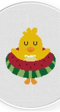 Daily Cross Stitch - Duckie Watermelon Floatie