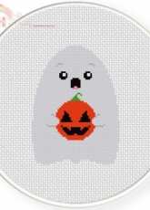 Daily Cross Stitch - Ghost With Pumpkin