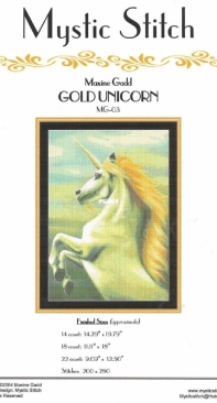Mystic Stitch - MG-03 Gold Unicorn By Maxine Gadd