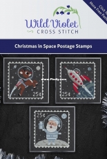 Wild Violet Cross Stitch - Christmas in Space Postage Stamps - Astronaut Santa , Rocket Santa , Astronaut Roudolph  - Free