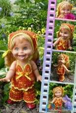 Kasatka Doll Fashions - Oksana Lifenko - Small Orange Outfit for Galoob Baby Face Dolls