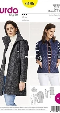 Burda Style - 6486 - Jacket and Vest - Sizes 16-22 - English, German, French, Dutch, Spanish, Italian, Russian, Swedish