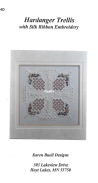 Karen Buell Designs - H44D - Hardanger Trellis with Silk Ribbon Embroidery