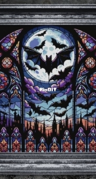 PandoraXstitch by Stained glass cathedral and bats