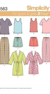 Simplicity - S1563 - Misses, Men and Teen Sleepwear - Sizes XS-XL - English, Spanish