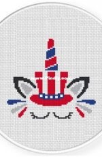 Daily Cross Stitch - July 4th Hat Unicorn