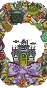 The Frosted Pumpkin Stitchery - Halloween Wreath PCS + XSD
